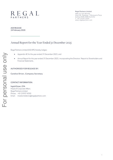 Thumbnail Regal Partners Limited Annual Report 2025