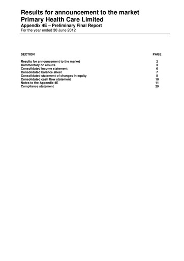 Thumbnail Healius Limited Financial Report 2012