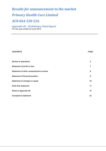 Thumbnail Healius Limited Financial Report 2015