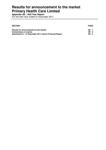 Thumbnail Healius Limited Half-year Report 2012-h1