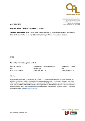 Thumbnail Collins Foods Limited Annual Report 2016