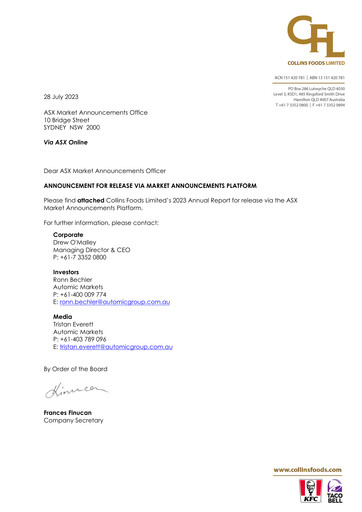 Thumbnail Collins Foods Limited Annual Report 2023