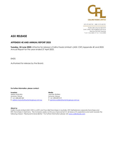 Thumbnail Collins Foods Limited Annual Report 2025