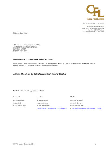 Thumbnail Collins Foods Limited Half-year Report 2025-h1