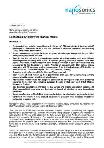 Miniature Nanosonics Limited Rapport financier 2018-h1