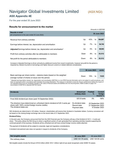Thumbnail Navigator Global Investments Annual Report 2023