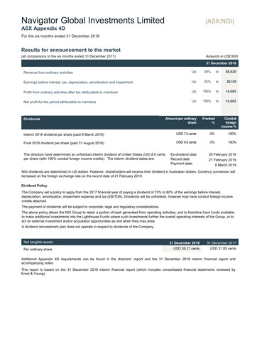 Thumbnail Navigator Global Investments Financial Report 2019-h1