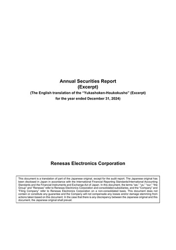 Thumbnail Renesas Electronics
 Annual Report 2024