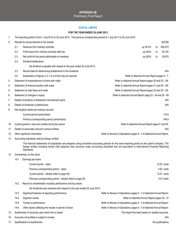 Thumbnail Austal Limited Annual Report 2013