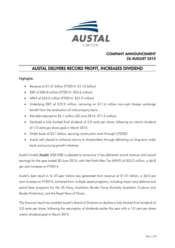 Thumbnail Austal Limited Financial Report fy2015