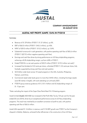Thumbnail Austal Limited Financial Report fy2018