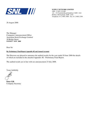 Miniature Supply Network Limited Bilan financier 2008