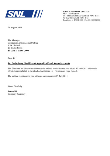 Miniature Supply Network Limited Bilan financier 2011