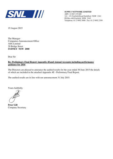 Miniature Supply Network Limited Bilan financier 2015