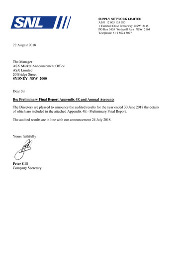 Miniature Supply Network Limited Bilan financier 2018