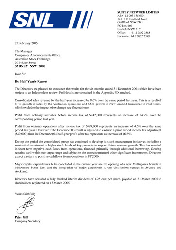 Thumbnail Supply Network Limited Half-year Report 2004-h2