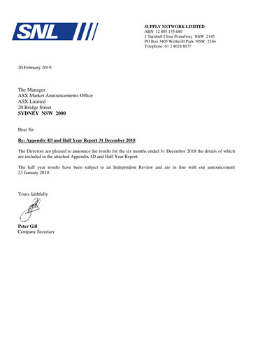 Miniature Supply Network Limited Rapport semestriel 2018-h2