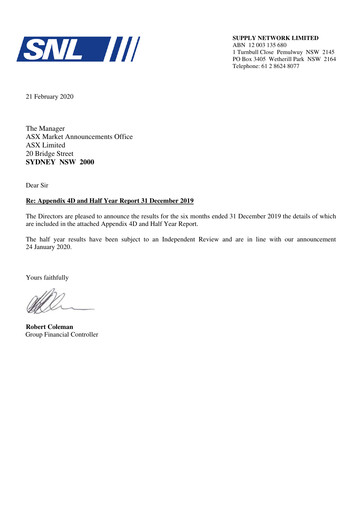 Miniature Supply Network Limited Rapport semestriel 2019-h2