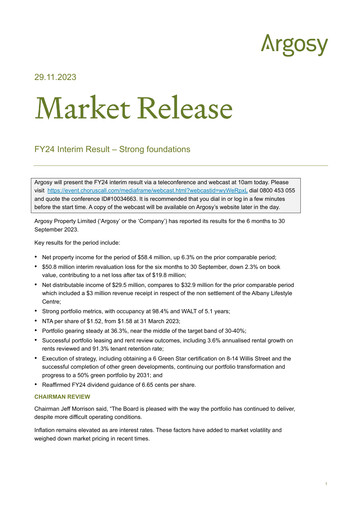 Miniature Argosy Property Rapport semestriel 2024-h1