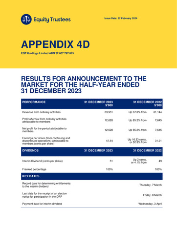 Vorschaubild EQT Holdings Limited Halbjahresbericht 2024-h1