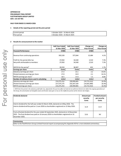 Thumbnail FleetPartners Group Half-year Report 2026-h1