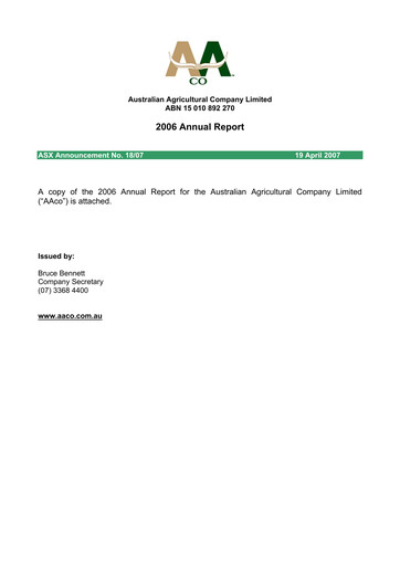 Vorschaubild Australian Agricultural Company Jahresbericht 2006