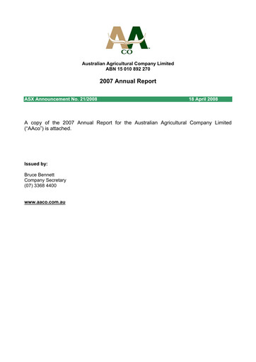 Vorschaubild Australian Agricultural Company Jahresbericht 2007