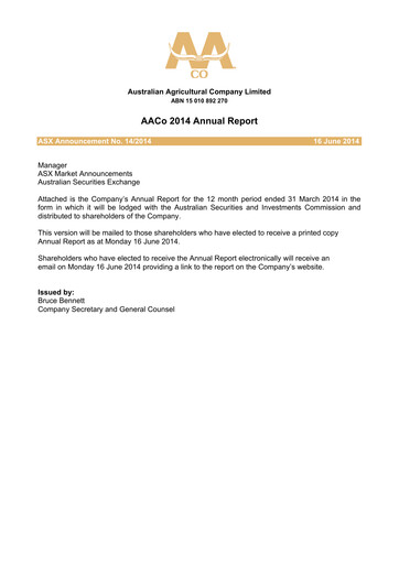 Vorschaubild Australian Agricultural Company Jahresbericht 2014