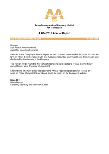 Vorschaubild Australian Agricultural Company Jahresbericht 2015