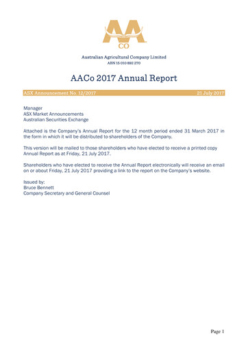 Vorschaubild Australian Agricultural Company Jahresbericht 2017