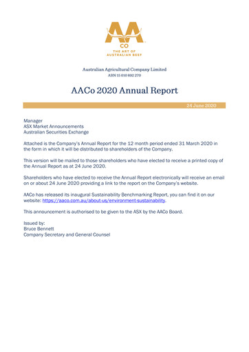 Vorschaubild Australian Agricultural Company Jahresbericht 2020