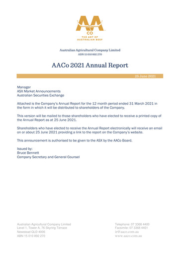 Vorschaubild Australian Agricultural Company Jahresbericht 2021