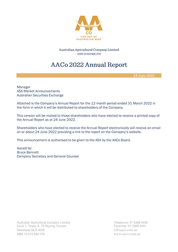 Vorschaubild Australian Agricultural Company Jahresbericht 2022