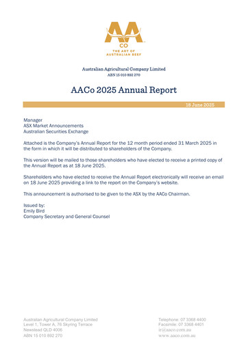 Vorschaubild Australian Agricultural Company Jahresbericht 2025