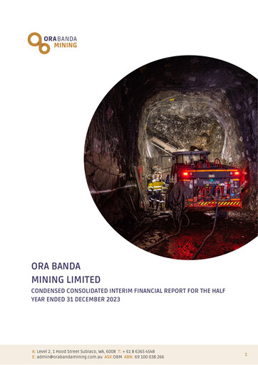 Thumbnail Ora Banda Mining Half-year Report 2023-2024-h1