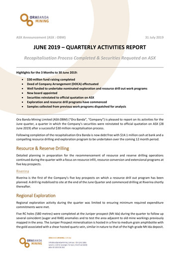 Thumbnail Ora Banda Mining Quarterly Report 2018-2019-q4