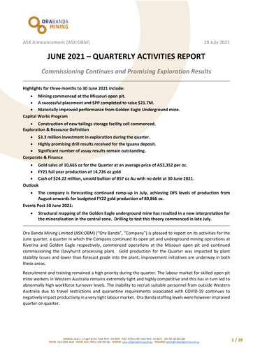 Thumbnail Ora Banda Mining Quarterly Report 2020-2021-q4