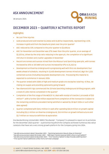Thumbnail Ora Banda Mining Quarterly Report 2023-2024-q2
