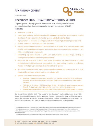 Thumbnail Ora Banda Mining Quarterly Report 2025-2026-q2