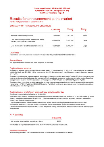 Thumbnail Superloop Limited Financial Report 2016-h1