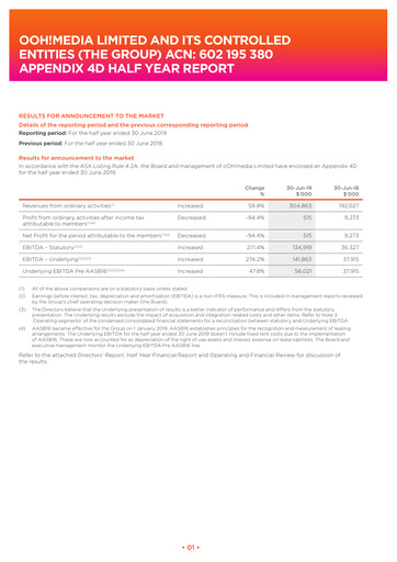 Miniature oOh!media Limited Rapport semestriel 2019-h1