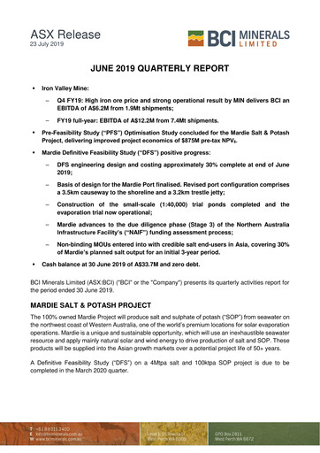 Thumbnail BCI Minerals Limited Quarterly Report 2019-q2