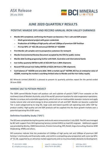 Thumbnail BCI Minerals Limited Quarterly Report 2020-q2