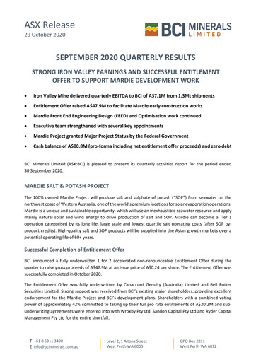 Thumbnail BCI Minerals Limited Quarterly Report 2020-q3