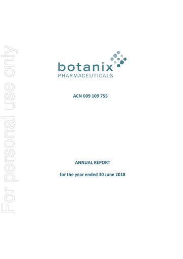 Thumbnail Botanix Pharmaceuticals Annual Report 2018