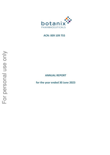 Thumbnail Botanix Pharmaceuticals Annual Report 2023