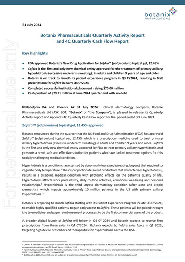Miniature Botanix Pharmaceuticals Rapport trimestriel 2024-q4