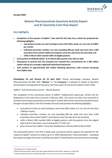 Thumbnail Botanix Pharmaceuticals Quarterly Report 2025-q3