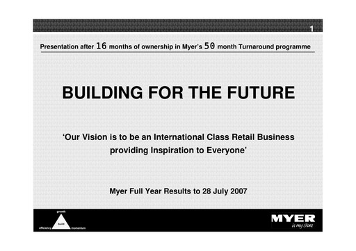 Thumbnail Myer Holdings Financial Report 2007