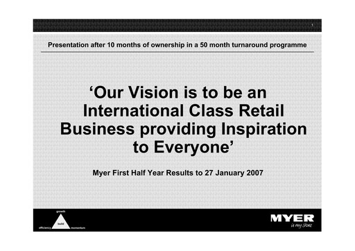 Miniature Myer Holdings Rapport semestriel 2007-h1